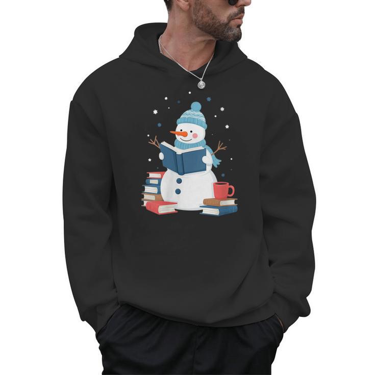 Snowman Reading Book Lover Librarian Reading Men Hoodie