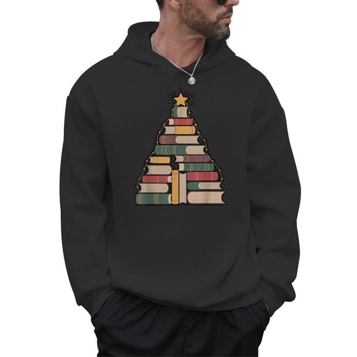 Snowy Book Tree Christmas For Readers And Librarians Men Hoodie