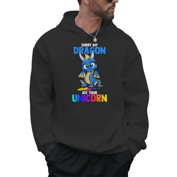 Sorry My Dragon Ate Your Unicorn Cute Book Lover Men Hoodie