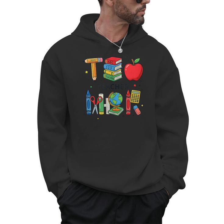 Teacher School Supplies Apple Books Pencil Globe Crayon Men Hoodie