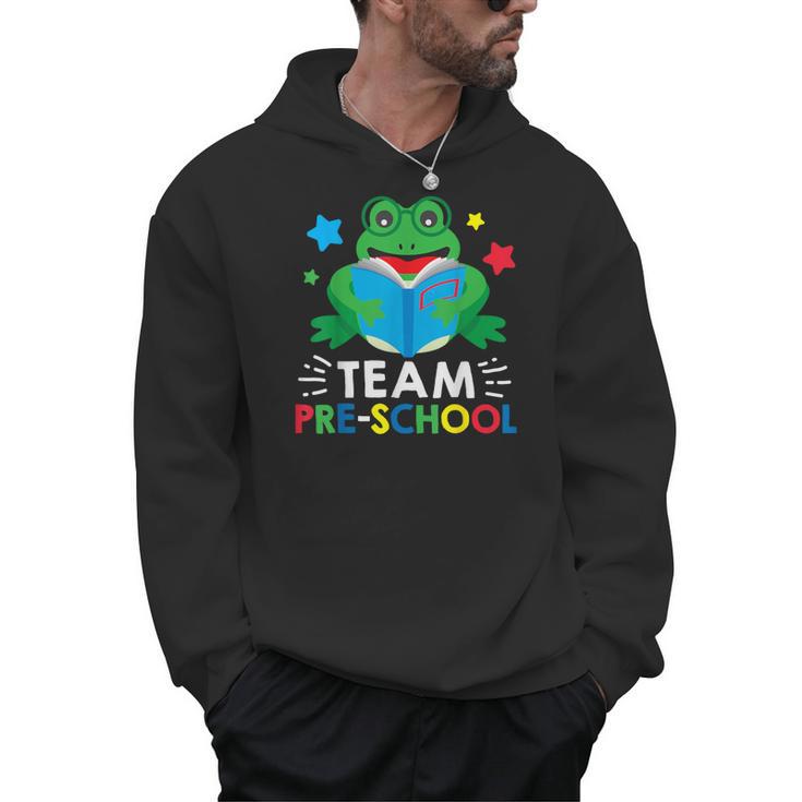 Team Pre-School Reading Frog Back To School Book Lover Men Hoodie