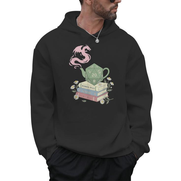 Teapot Dragon Books RPG Cozy Gamer Fantasy Tea Lover Men Hoodie