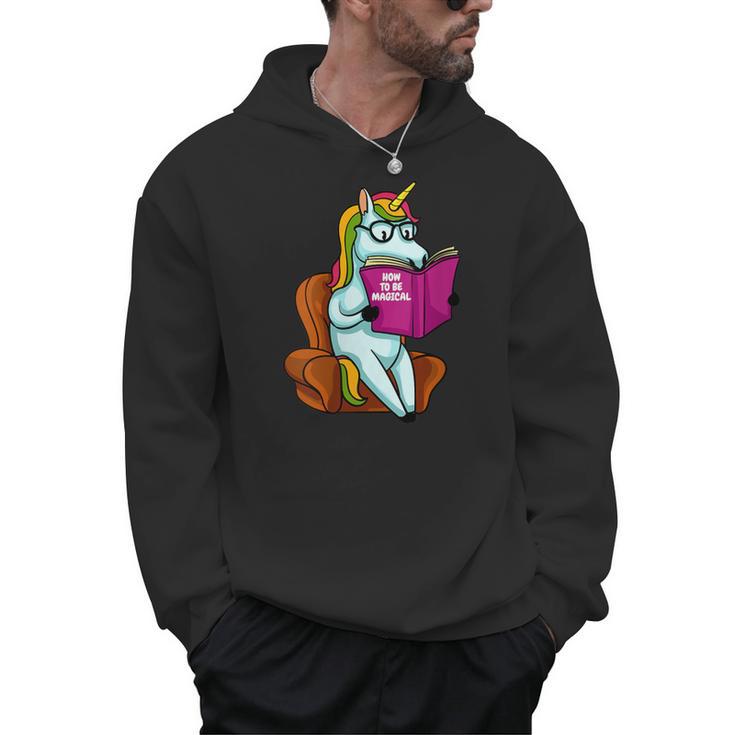 Unicorn Librarian For A Teacher Reading Book In School Men Hoodie
