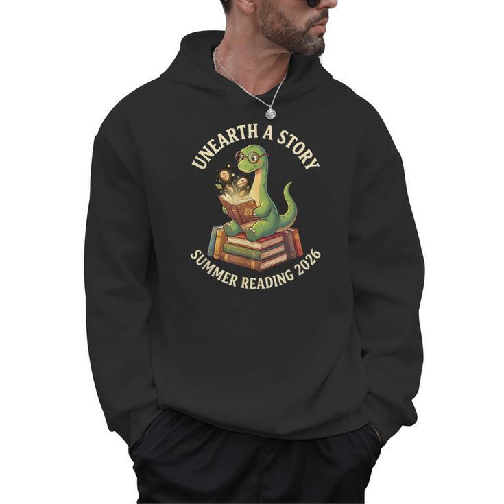Unreath a Story Summer Library Reading 2026 Dinosaur Book Men Hoodie