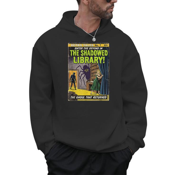 Vintage Horror Comic Book Cover Shadowed Library Zombie Men Hoodie