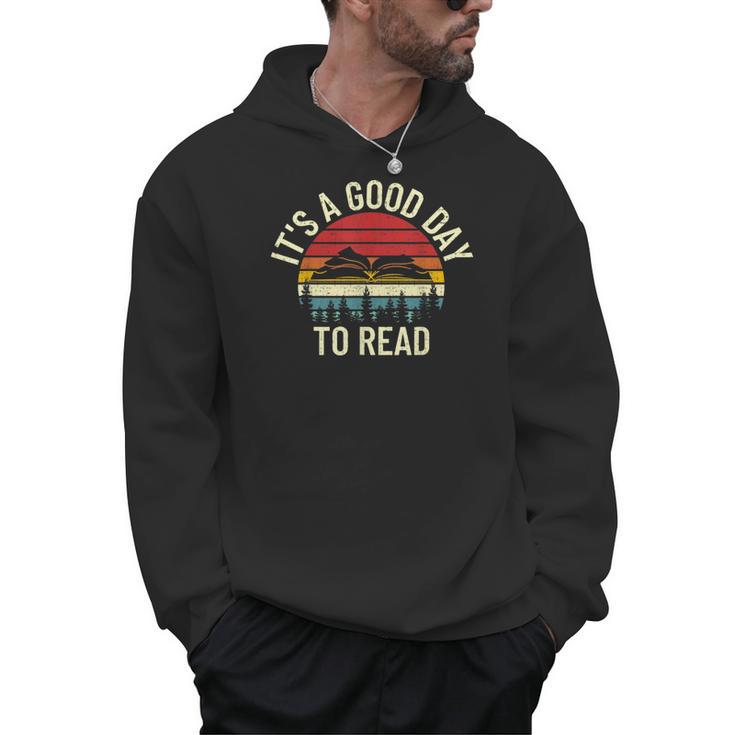 Vintage Retro It's a Good Day To Read Book Reading Lovers Men Hoodie