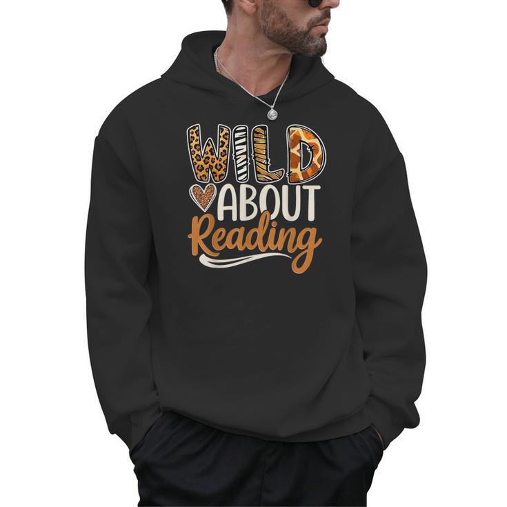 Wild About Reading Book Animal Children's Book Lover Teacher Men Hoodie
