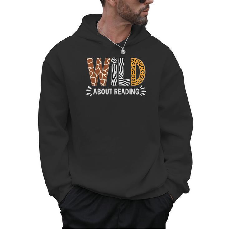 Wild About Reading Book Animal Children's Book Teacher Men Hoodie