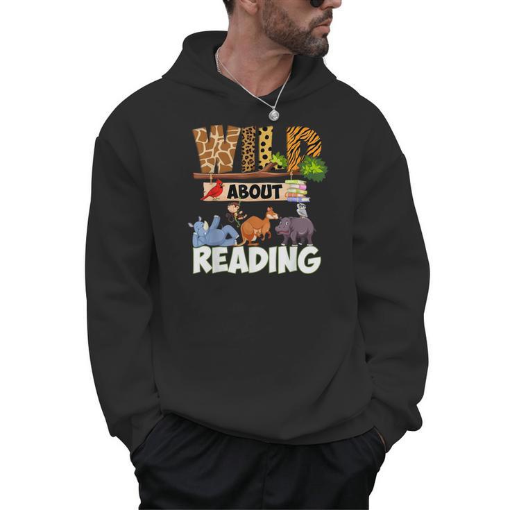 Wild About Reading Book Lover Bookworm Library Day Men Hoodie