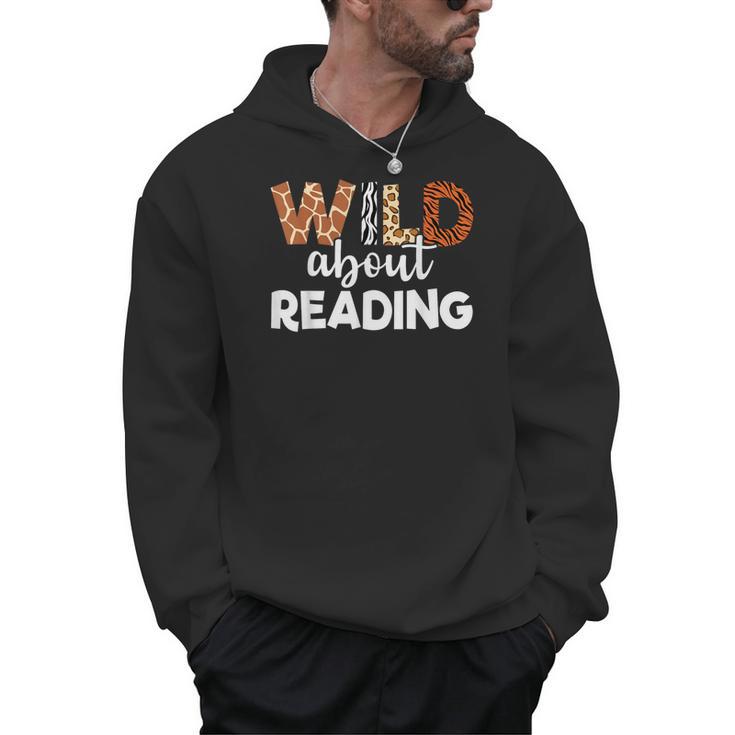 Wild About Reading Teacher Reading Books Back To School Men Hoodie