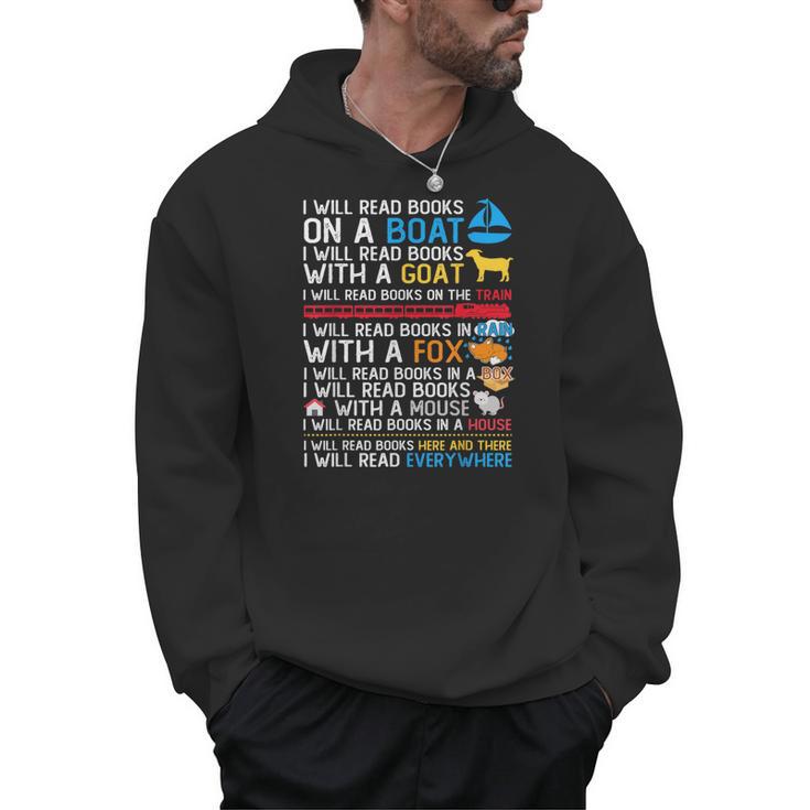 I Will Read Books On A Boat & Everywhere Reading Kids Men Hoodie