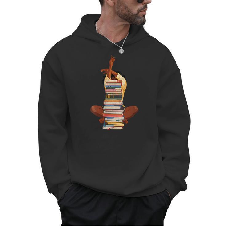 Woman And Books Stack Afro Girl Book Lover Men Hoodie