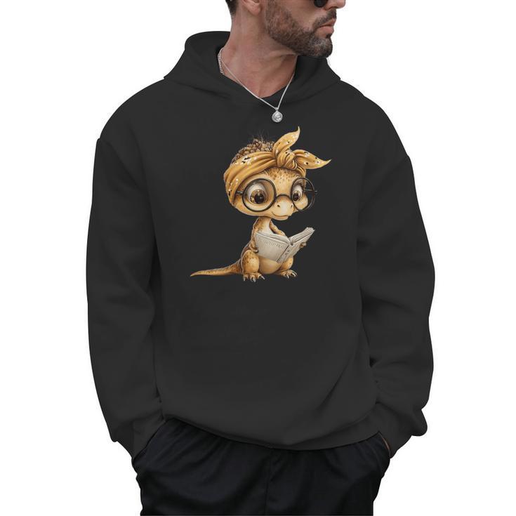 Women's Baby Lizard Small Book Reading Reptile Graphic Portrait Men Hoodie