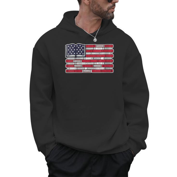 Women's Patriotic Book Flag Reading American Flag Books Teacher Men Hoodie