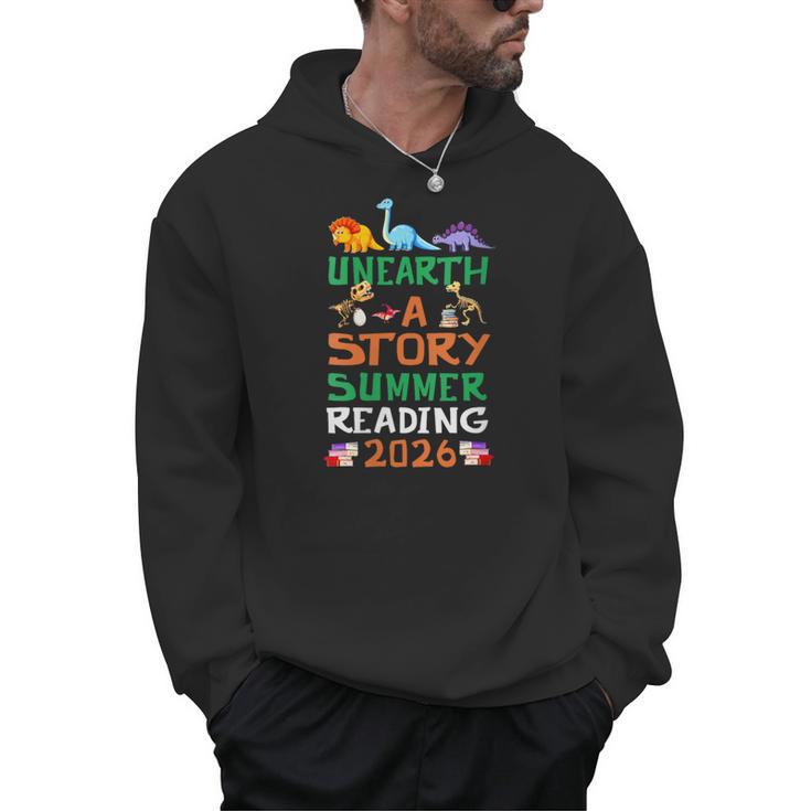 Women's Unearth A Story Summer Reading Program 2026 Dinosaur Book Men Hoodie
