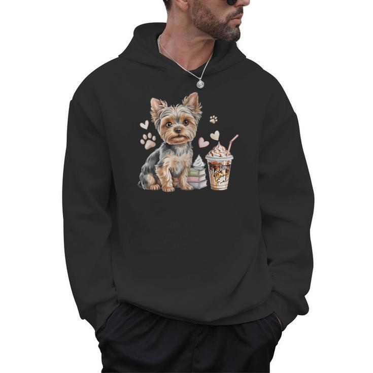 Women's Yorkie Dog Moms Iced Coffee And Books Yorkshire Terrier Men Hoodie