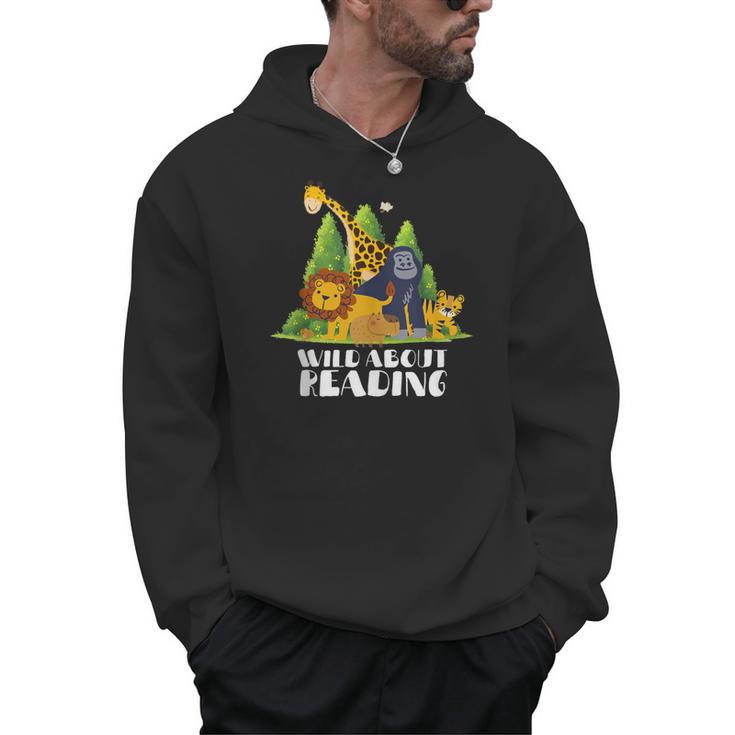 Zoo Animals Wild About Reading Books Reader Lover Librarian Men Hoodie