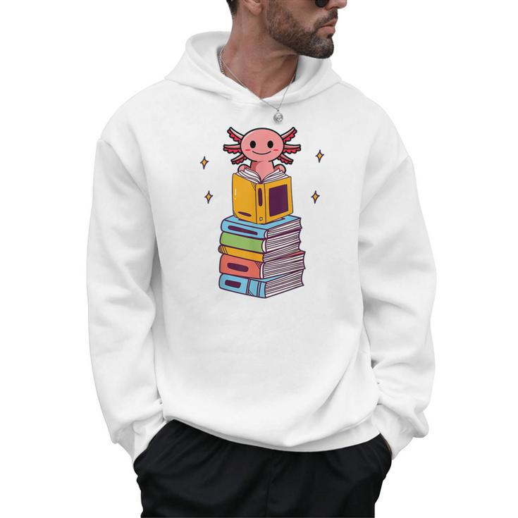 Axolotl Bookworm Girls Cute Book Reading Axolotl Pink Men Hoodie