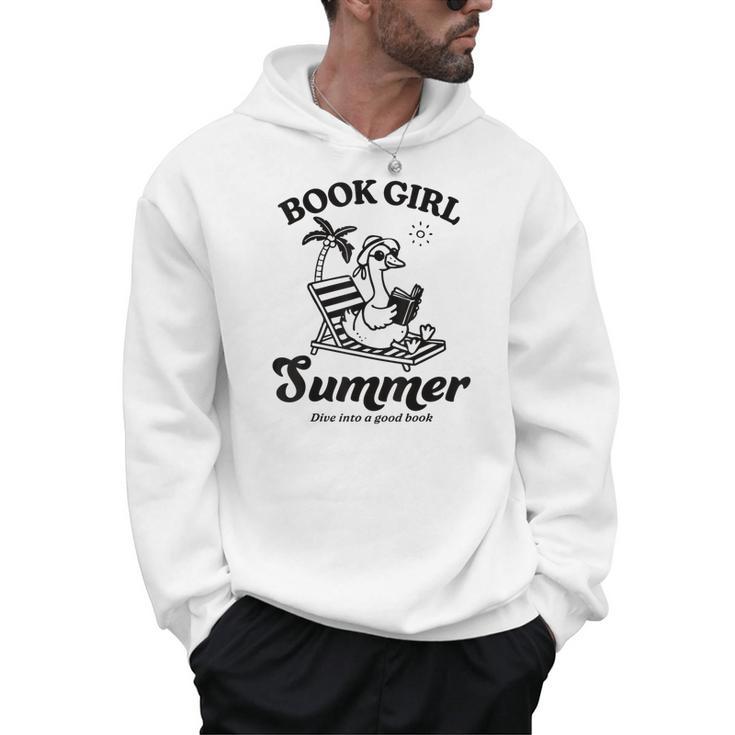 Book Girl Summer Reading Duck Retro Beach Vacation Bookworm Men Hoodie