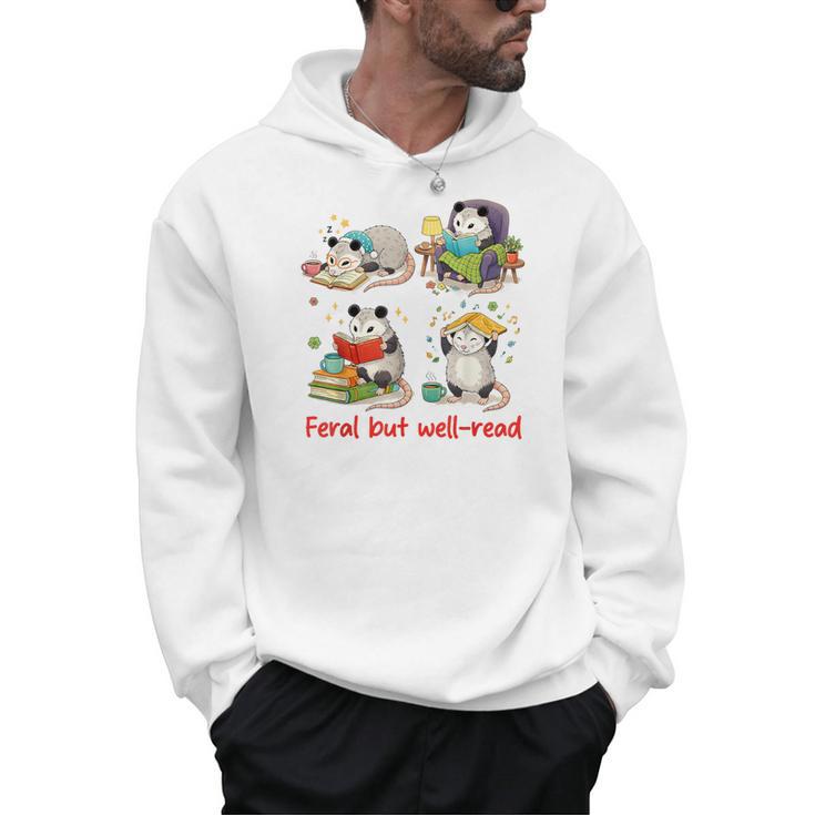 Book Lover Opossum Reading Squad Bookish Feral But Well-Read Men Hoodie