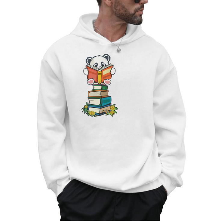 Book Lover Shirt Kids Panda Lover Book Reading Men Hoodie