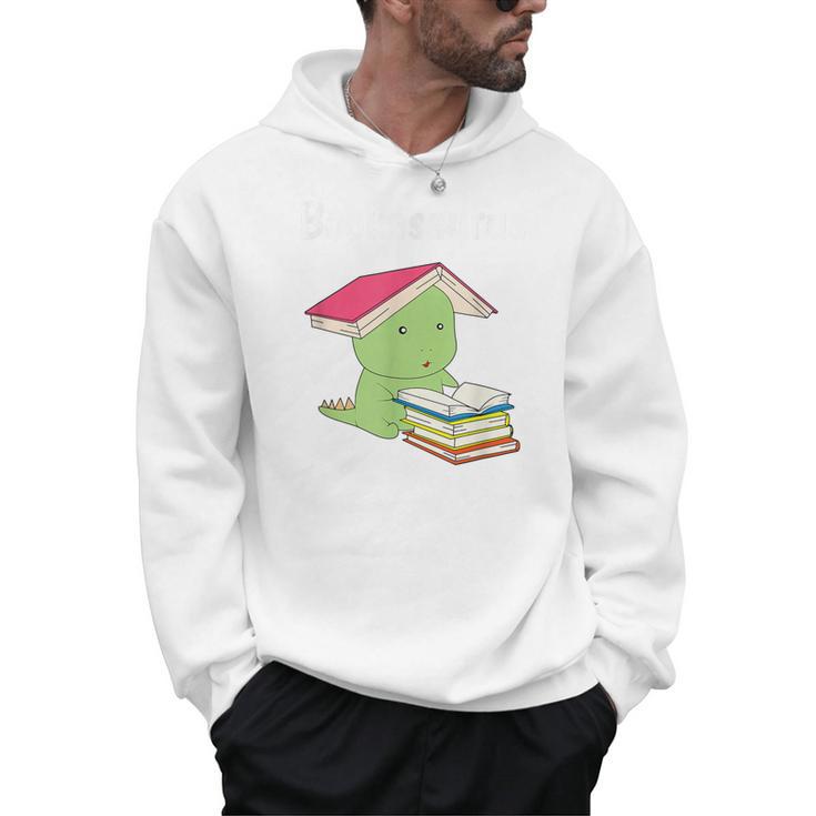 Bookasaurus T-Rex Reading Dinosaur Book Pun T Shirt Men Hoodie