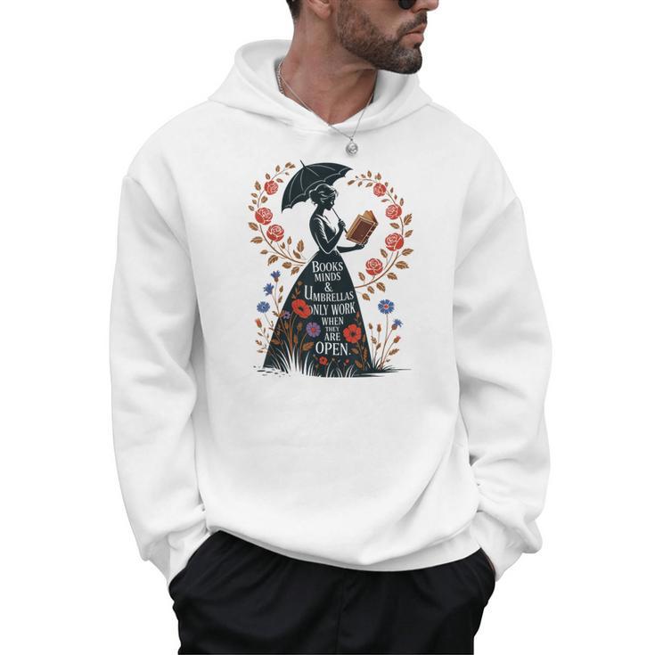 Books Minds Umbrellas Quote Reading Lover Vintage Reader Men Hoodie
