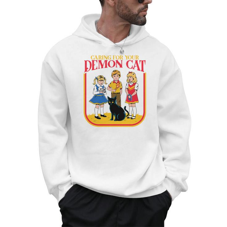 Caring For Your Evil Cat Retro Dark Humor Book Cover Premium Tri-Blend Men Hoodie