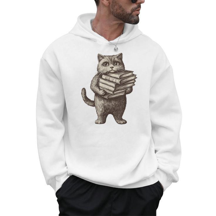 Cat Book Lover Reading Men Women Kids Men Hoodie