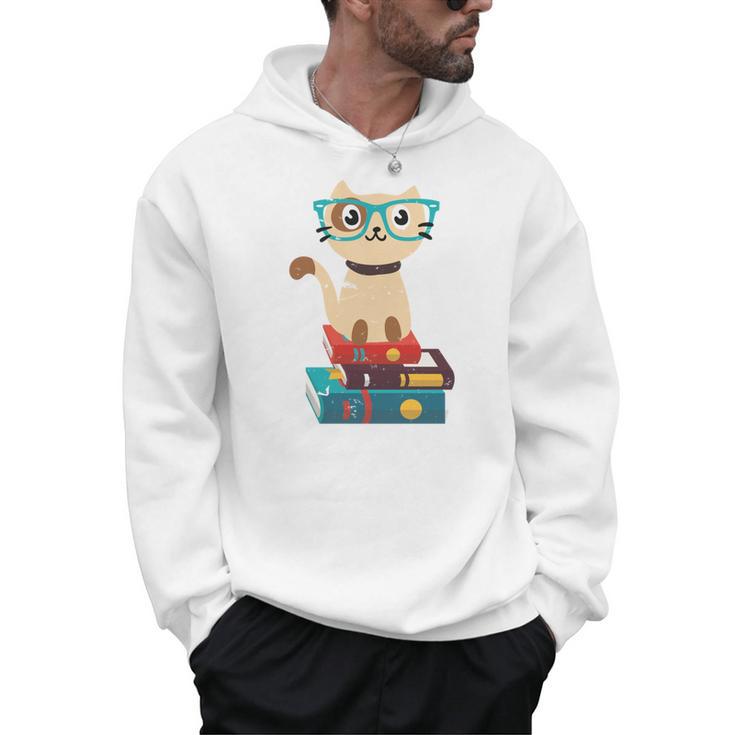 Cat Book Reader Nerd Men Hoodie