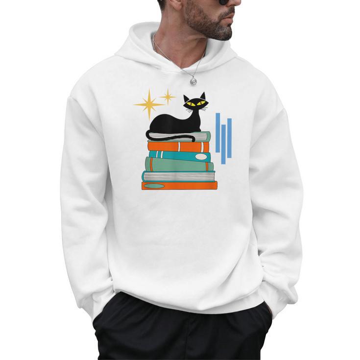 Cat And Books Retro Midcentury Mid Century Aesthetic Men Hoodie