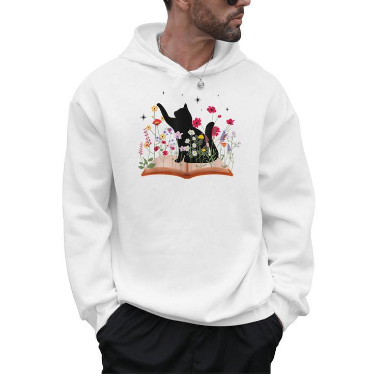 Cat Kitten Wildflower Book Pet Owner Librarian Men Hoodie