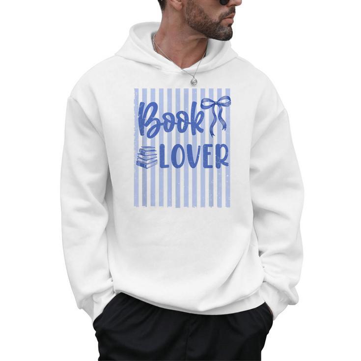 Coquette Book Lover Preppy Blue Stripes Bookworm Reading Men Hoodie