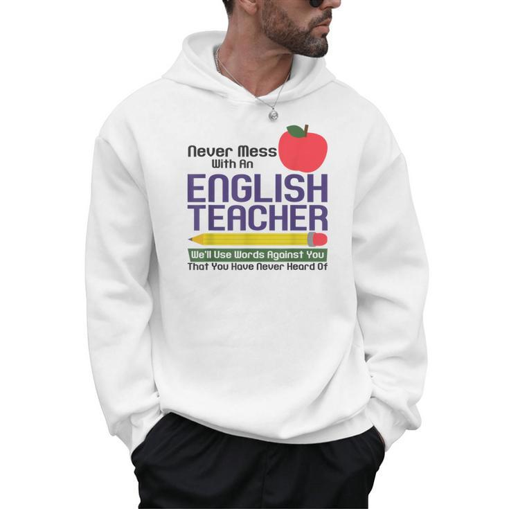 English Teacher Humor Reading Books Vocabulary Grammar Men Hoodie