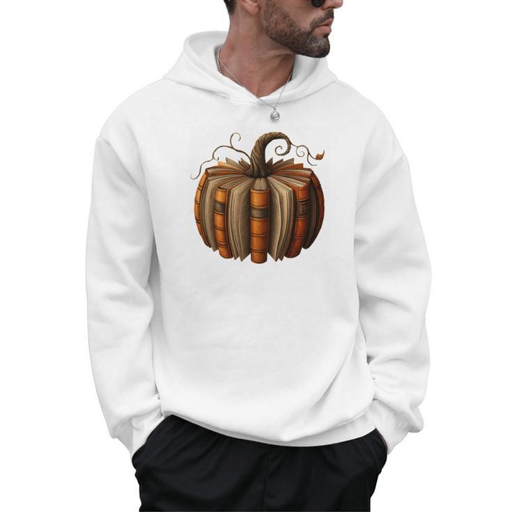 Fall Book Pumpkin Halloween Retro Fall Librarians Bookworm Men Hoodie
