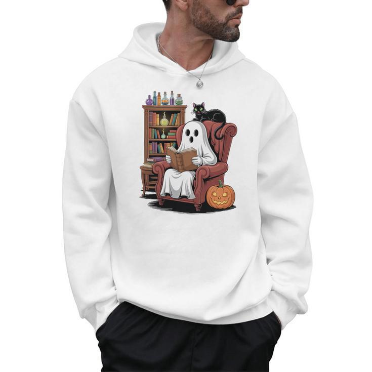 Ghost With Bookshelf Halloween Bookish Premium Tri-Blend Men Hoodie