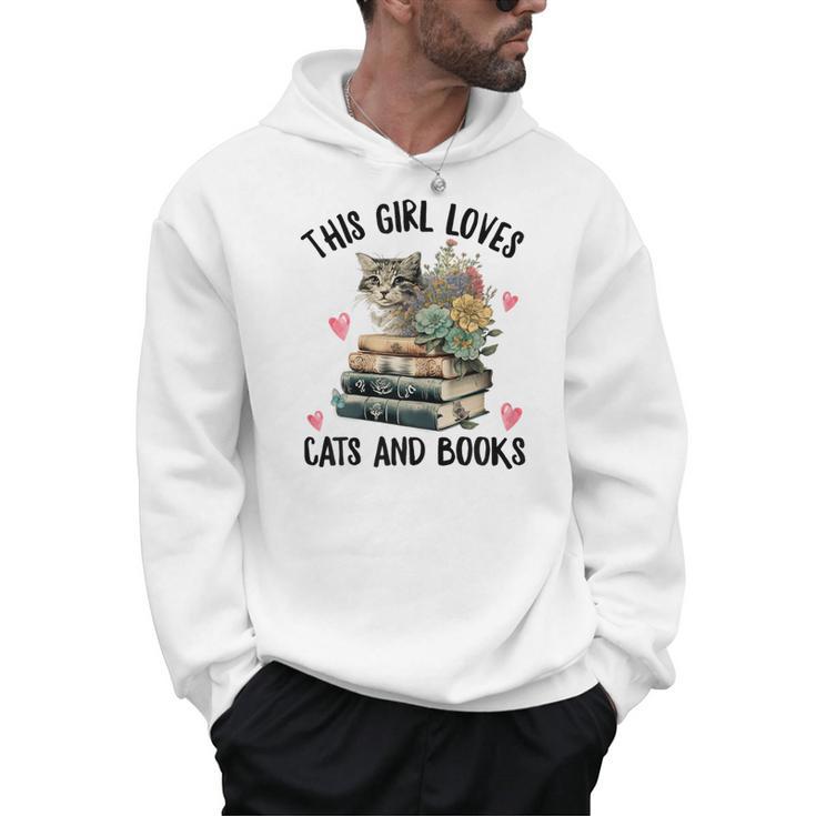 This Girl Loves Cats And Books Cat Watercolor Men Hoodie