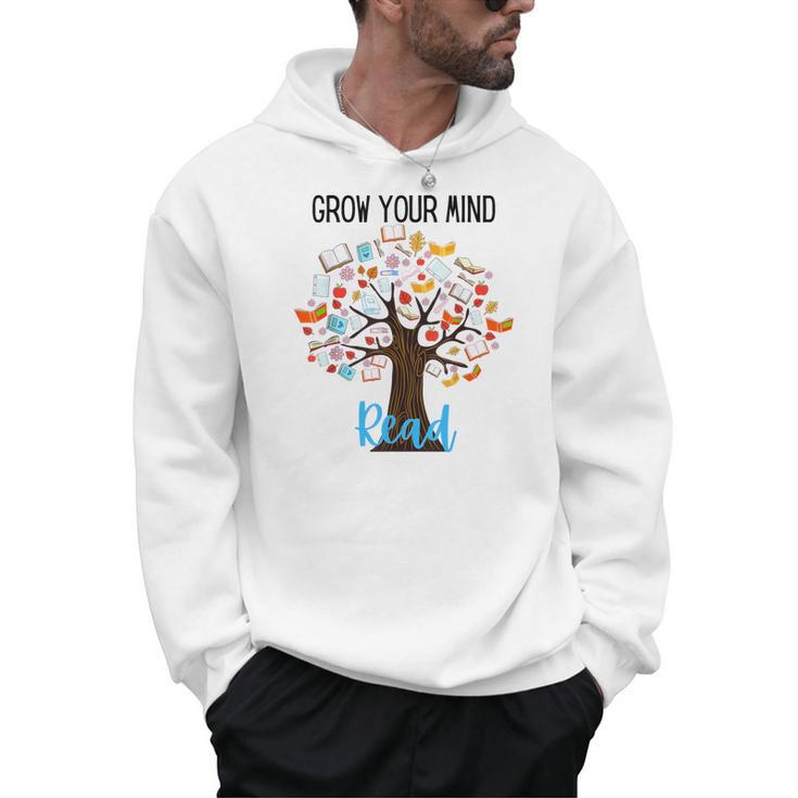 Grow Your Mind Read Reading Tree Books Librarian Teacher For Men Women Girls Kids Men Hoodie