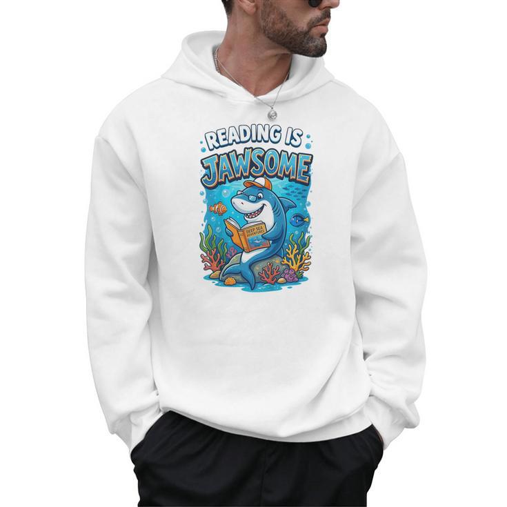 Kids Toddler Boy Reading Is Jawsome Shark Book Lover Kids Nerdy Men Hoodie