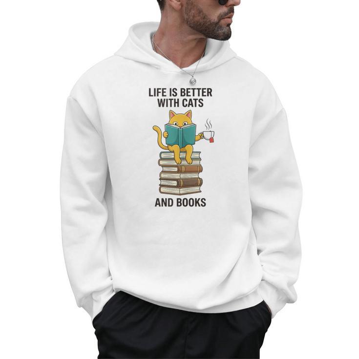 Life Is Better With Cats And Books Cat Men Hoodie