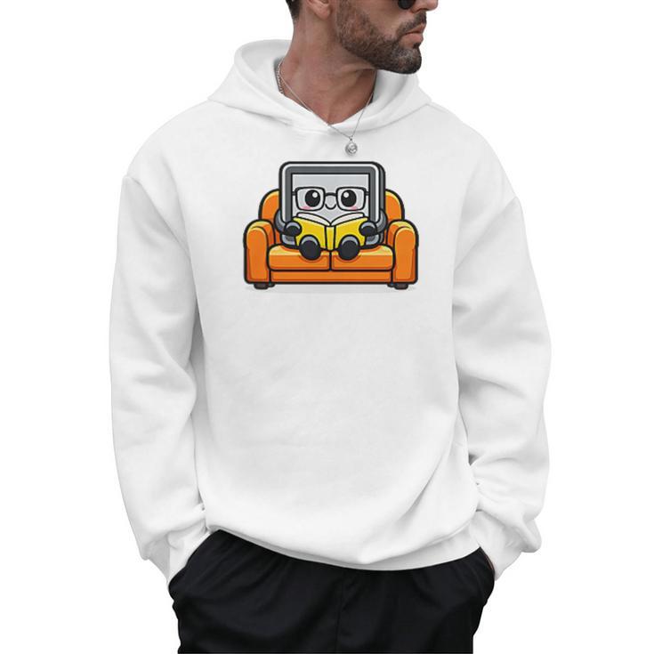 Proud Library Patron Cute Tablet Reading a Book Men Hoodie