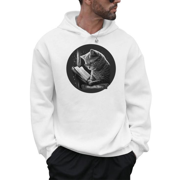 Reading Cat Book Lover Cat Lover Bookworm Cat Owner Men Hoodie
