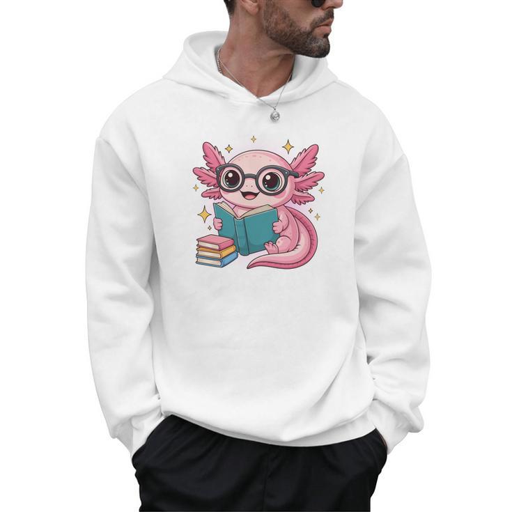 Readsolotl Kawaii Axolotl Reading Book Lover Men Hoodie