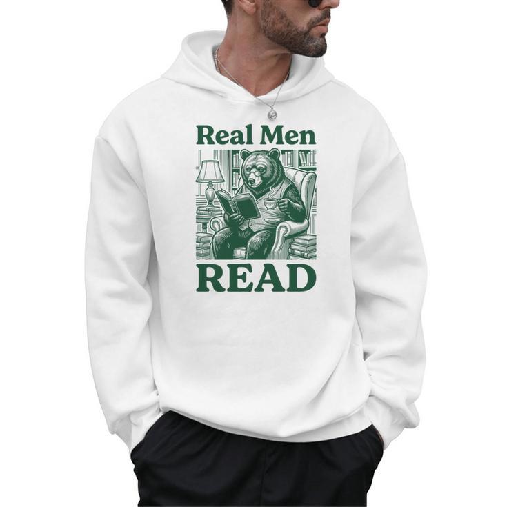Real Men Read Cute Bear Tea Book Lover Men Boys Reading Premium Tri-Blend Men Hoodie