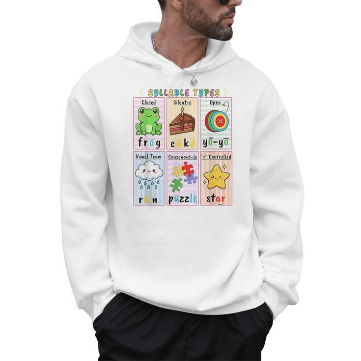Syllable Types Teacher Phonics Reading Science Of Reading Men Hoodie