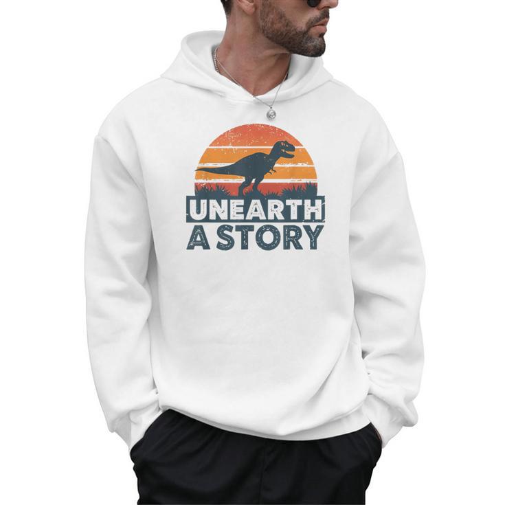 Unearth A Story Dinosaur Reader Book Lover 2026 Men Hoodie