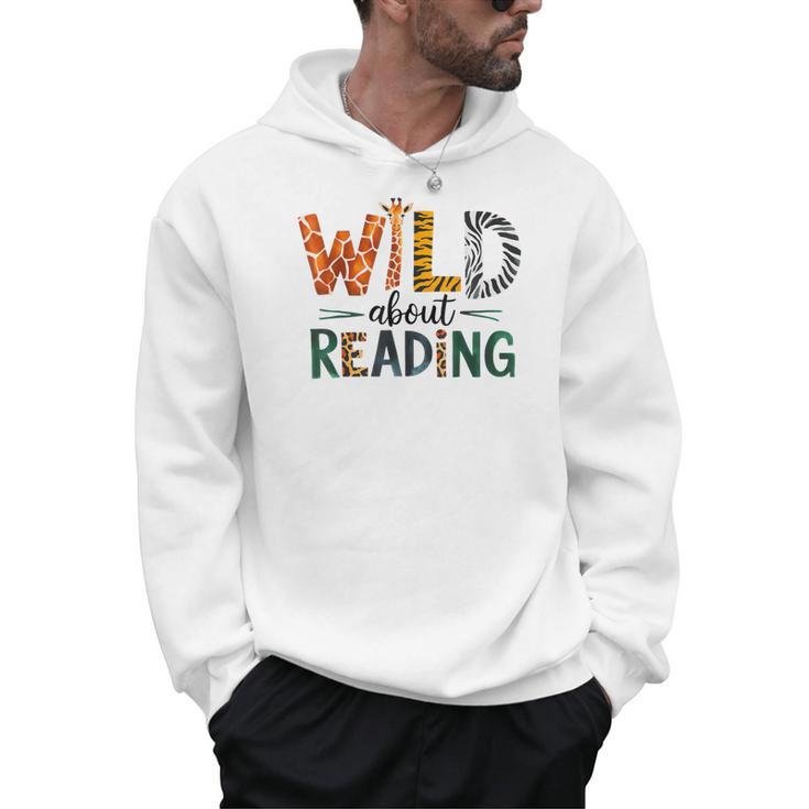 Wild About Reading Library Day Reading Books And Bookworm Men Hoodie
