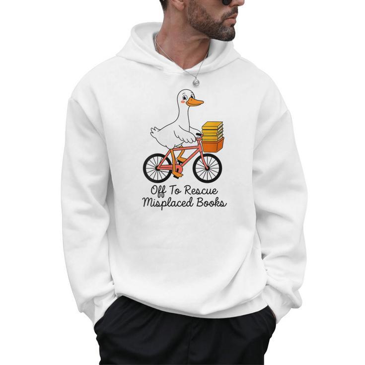 Women's Librarian Goose Book Lover Humor Reading Goose Men Hoodie