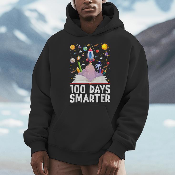 100th Day Of School 100 Days Smarter Books Space Astronaut Men Hoodie