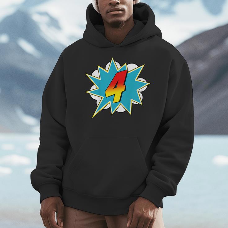 4-4th Birthday Superhero Four Years Old Comic Book Men Hoodie